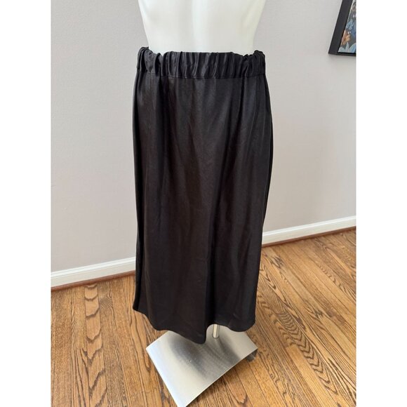 THEORY Easy Pull On Midi Skirt in Double Sateen Black Size Small - Picture 2 of 10